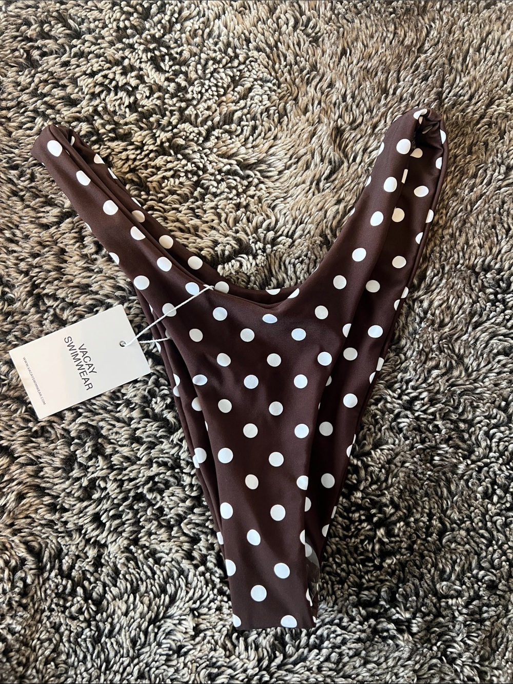 Vacay Swimwear Brown Polka Dot High Cut Bikini Bottom